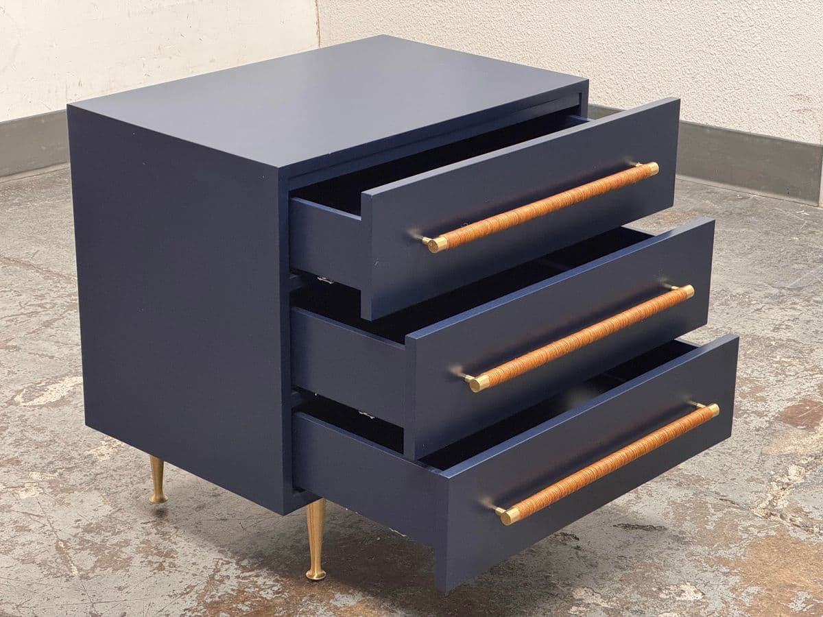 Brownstone Audrey Rattan Handle Navy Nightstand - Thumbnail 5