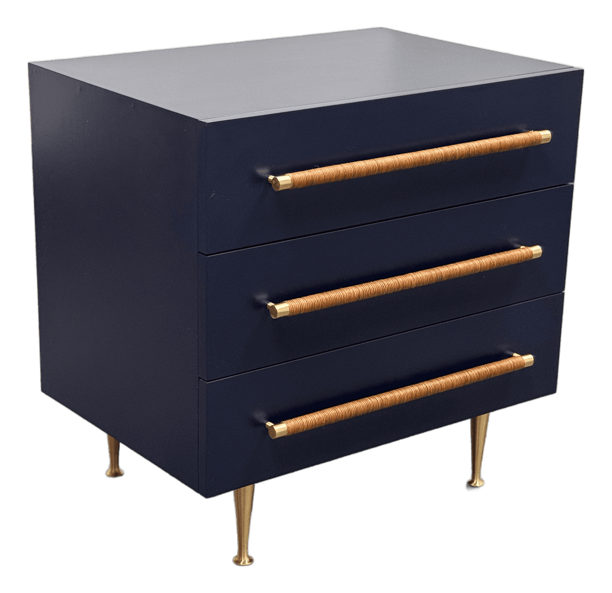 Brownstone Audrey Rattan Handle Navy Nightstand - Thumbnail 2