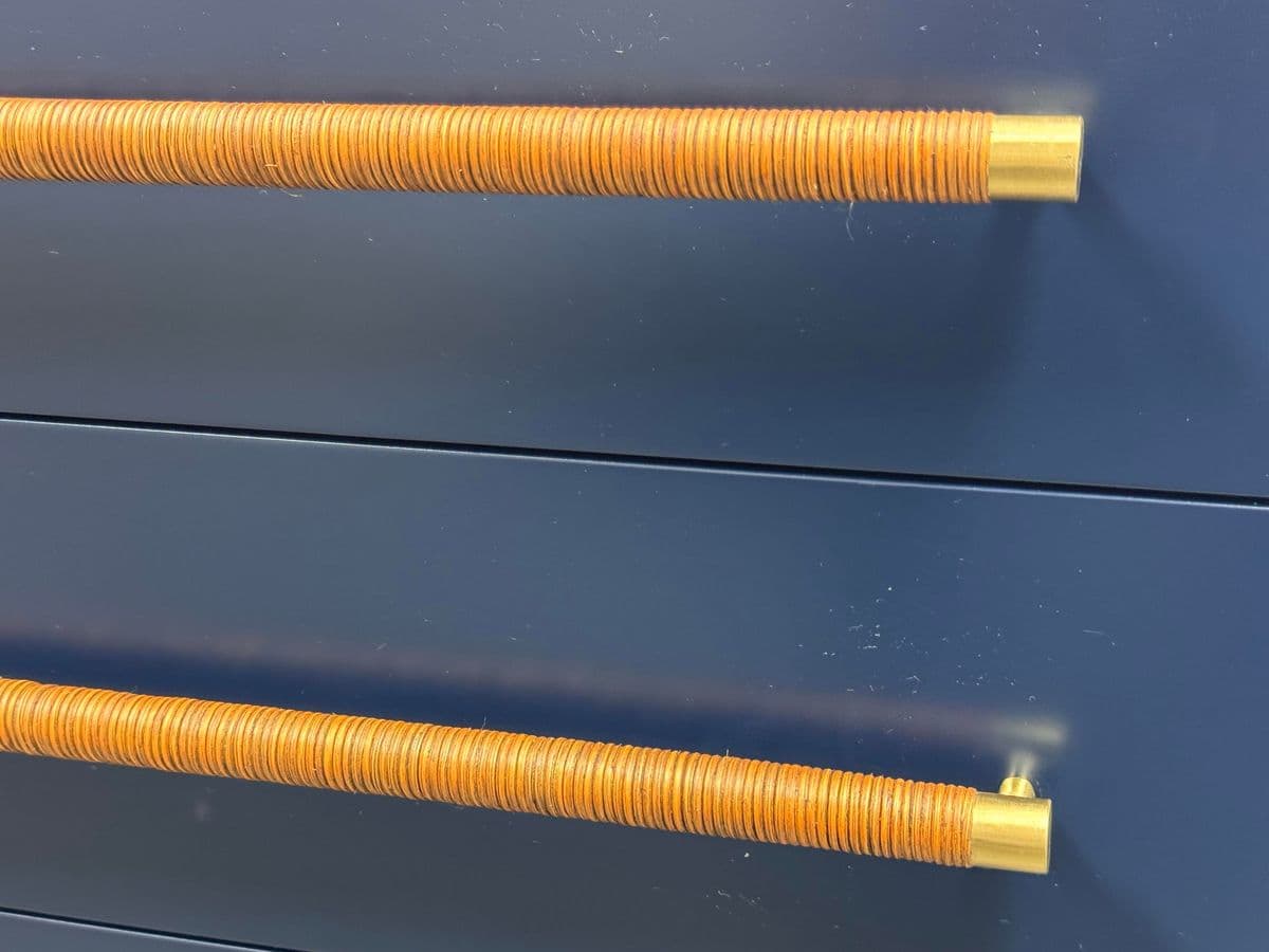 Brownstone Audrey Rattan Handle Navy Nightstand - Thumbnail 11