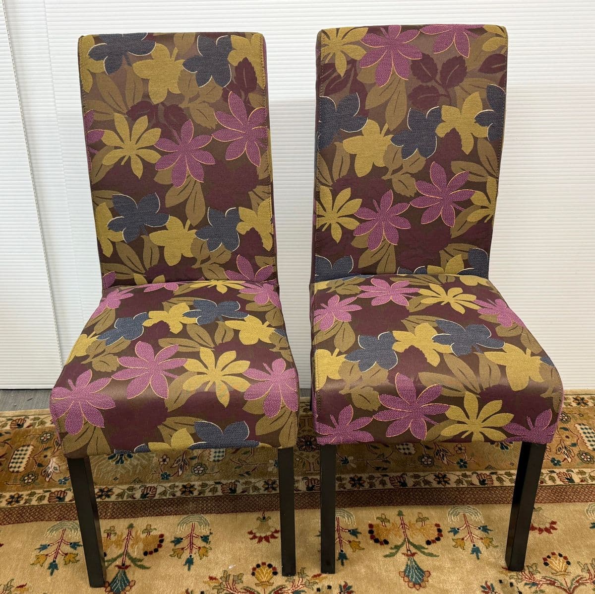 Floral Print Side Dining Side Chairs, Pair - Thumbnail 3