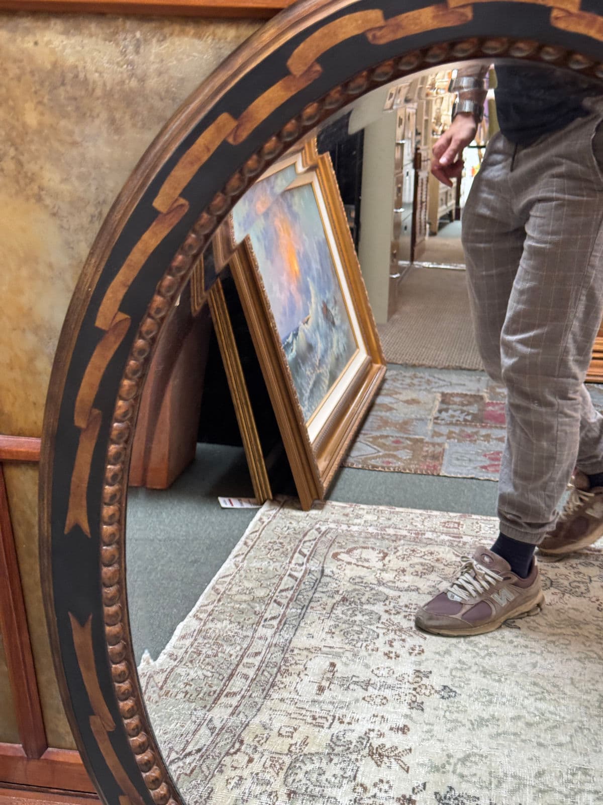 Neoclassical Inlaid Burl Wood Wall Mirror - Thumbnail 4