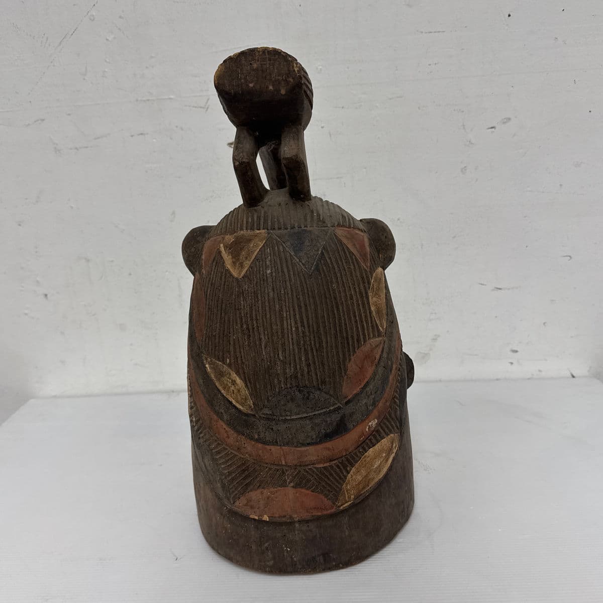 African Yoruba Carved Wood Helmet + Ibis Bird Sculpture - Thumbnail 6