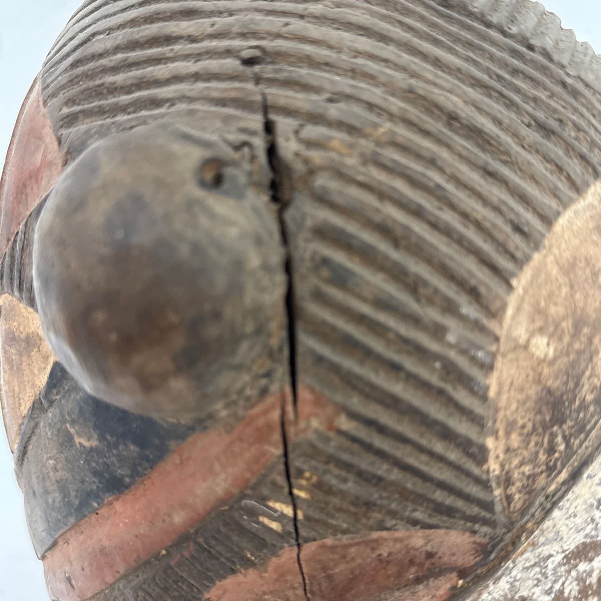 African Yoruba Carved Wood Helmet + Ibis Bird Sculpture - Thumbnail 9