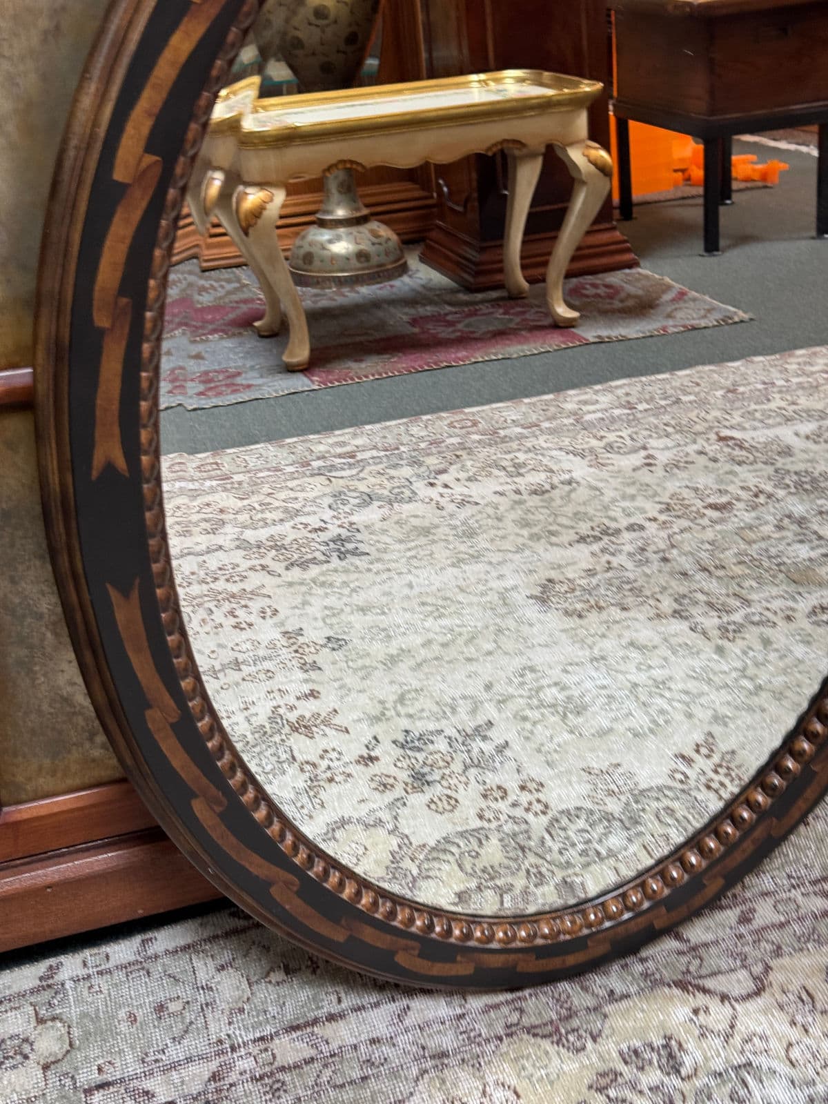 Neoclassical Inlaid Burl Wood Wall Mirror - Thumbnail 10