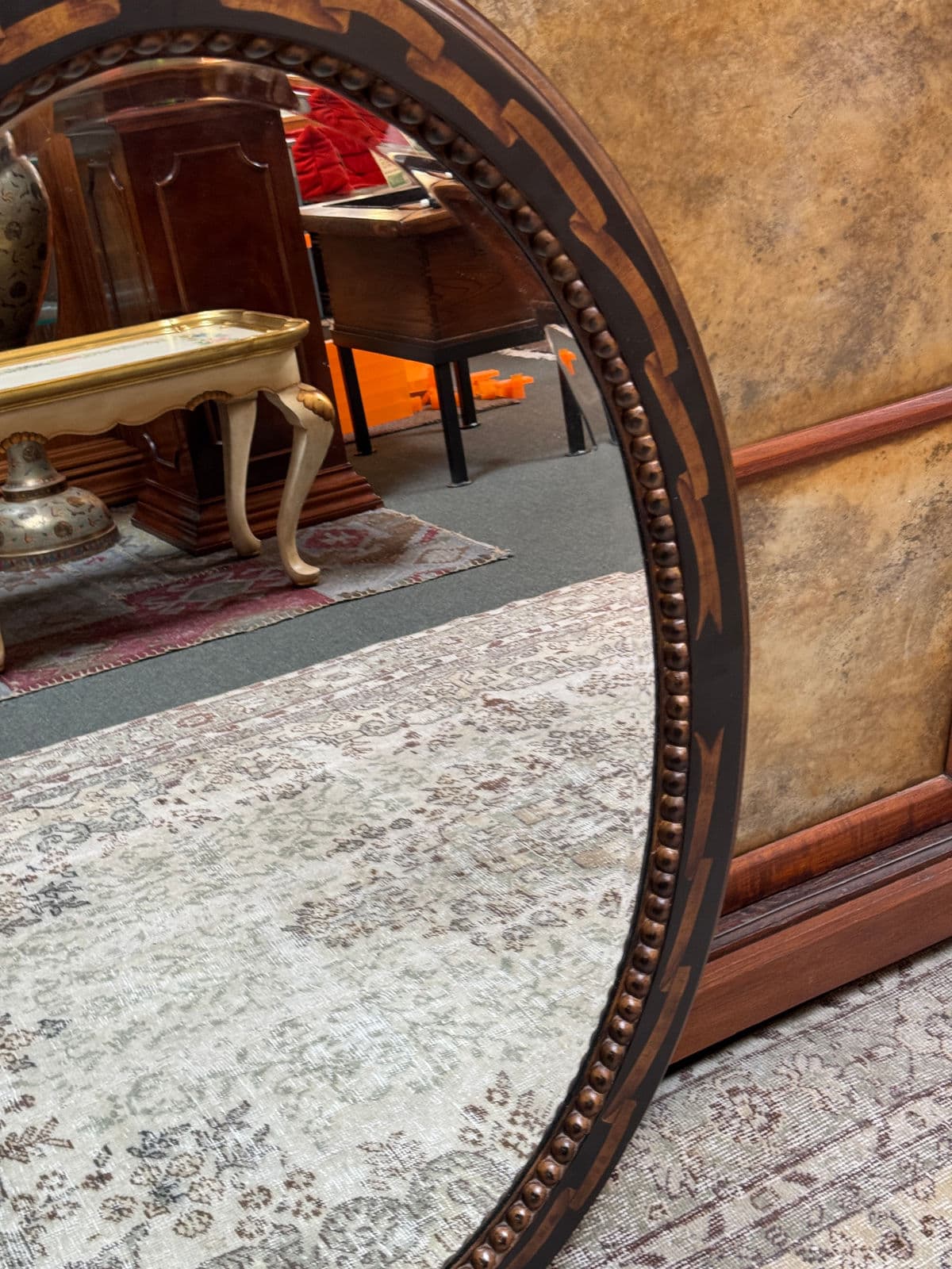 Neoclassical Inlaid Burl Wood Wall Mirror - Thumbnail 6