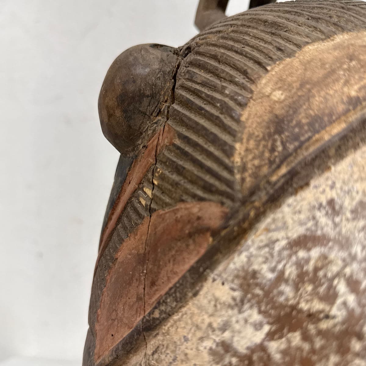 African Yoruba Carved Wood Helmet + Ibis Bird Sculpture - Thumbnail 13