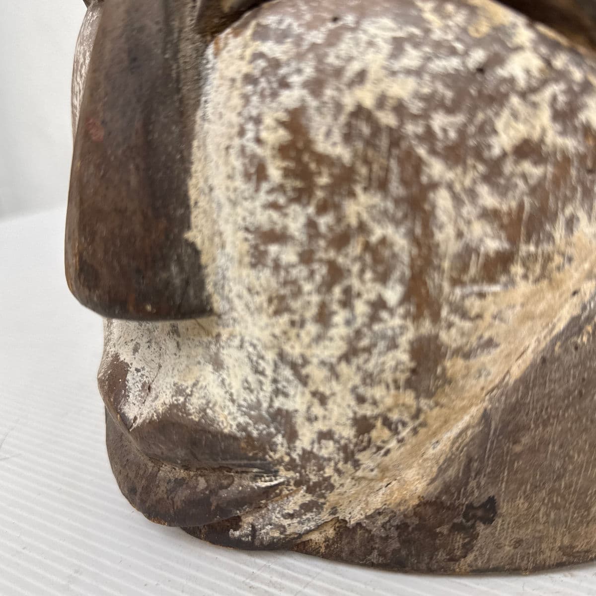 African Yoruba Carved Wood Helmet + Ibis Bird Sculpture - Thumbnail 12