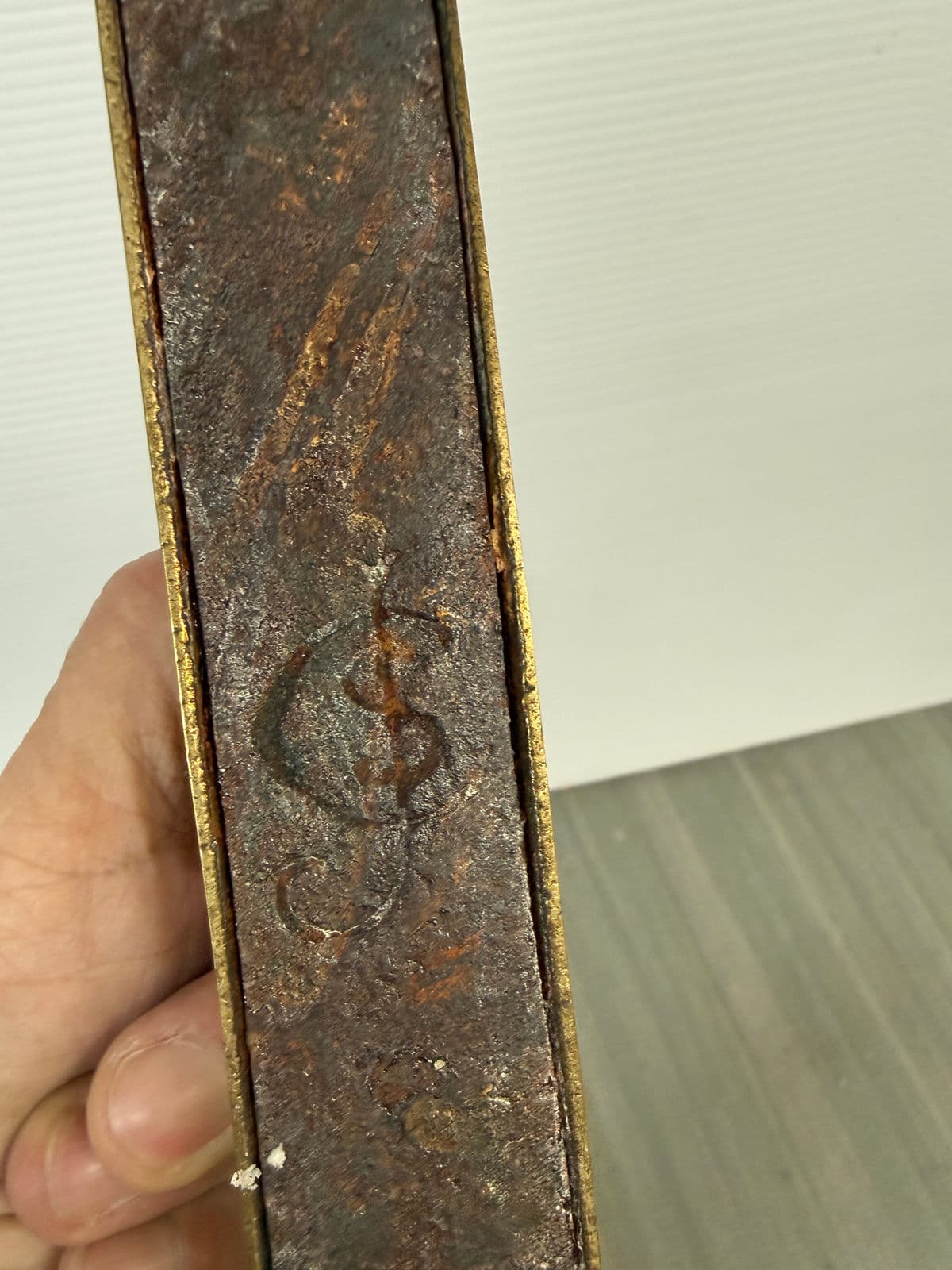 Brass Fireplace Andirons + Front Rail, Vintage, Set of Three - Thumbnail 11