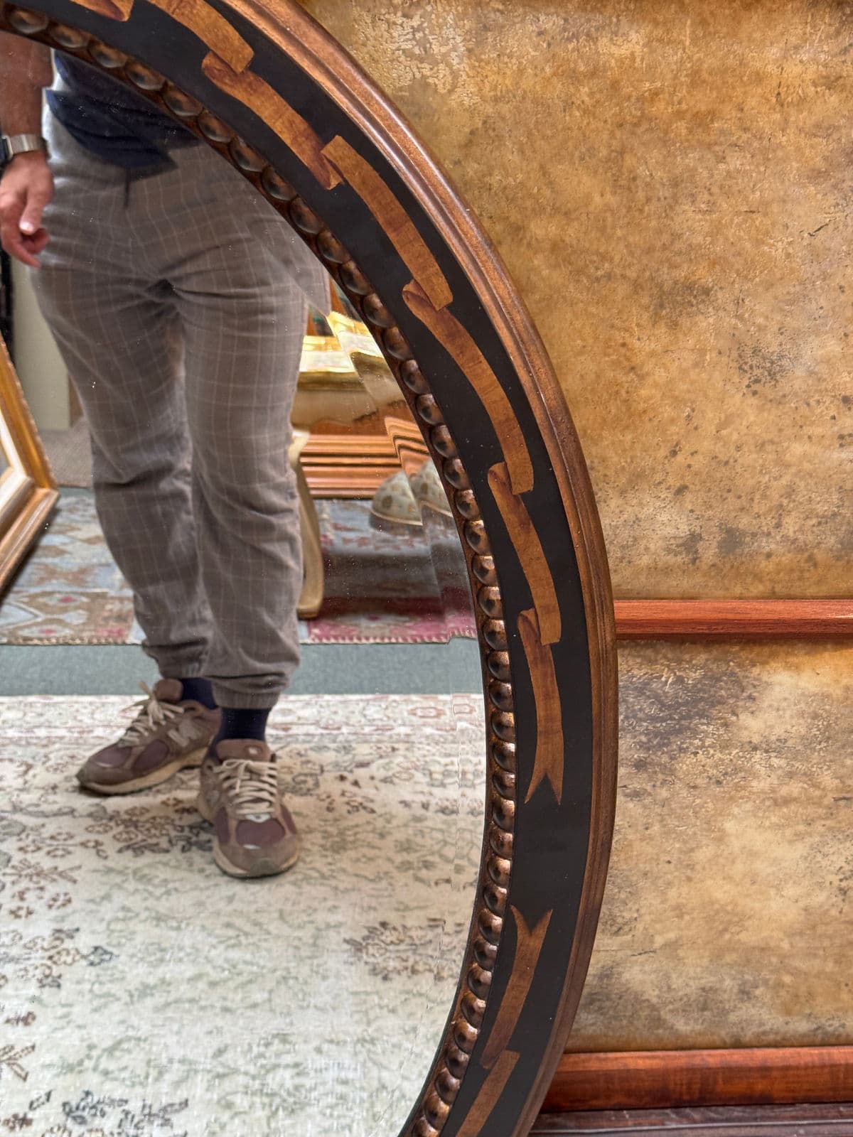 Neoclassical Inlaid Burl Wood Wall Mirror - Thumbnail 11