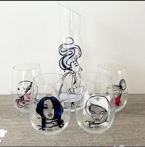 Sara Woodrow for Kosta Boda “All About You” Decanter + Glassware, Set of Five - Thumbnail 3