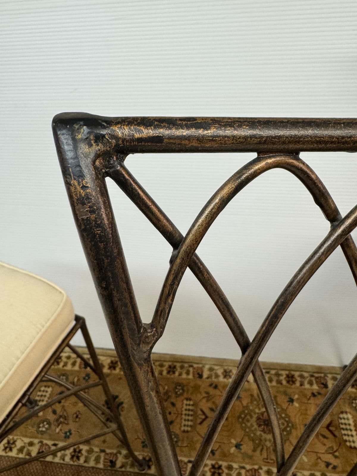 Wrought Iron Bar Stools With Cushions, Set of Three - Thumbnail 9