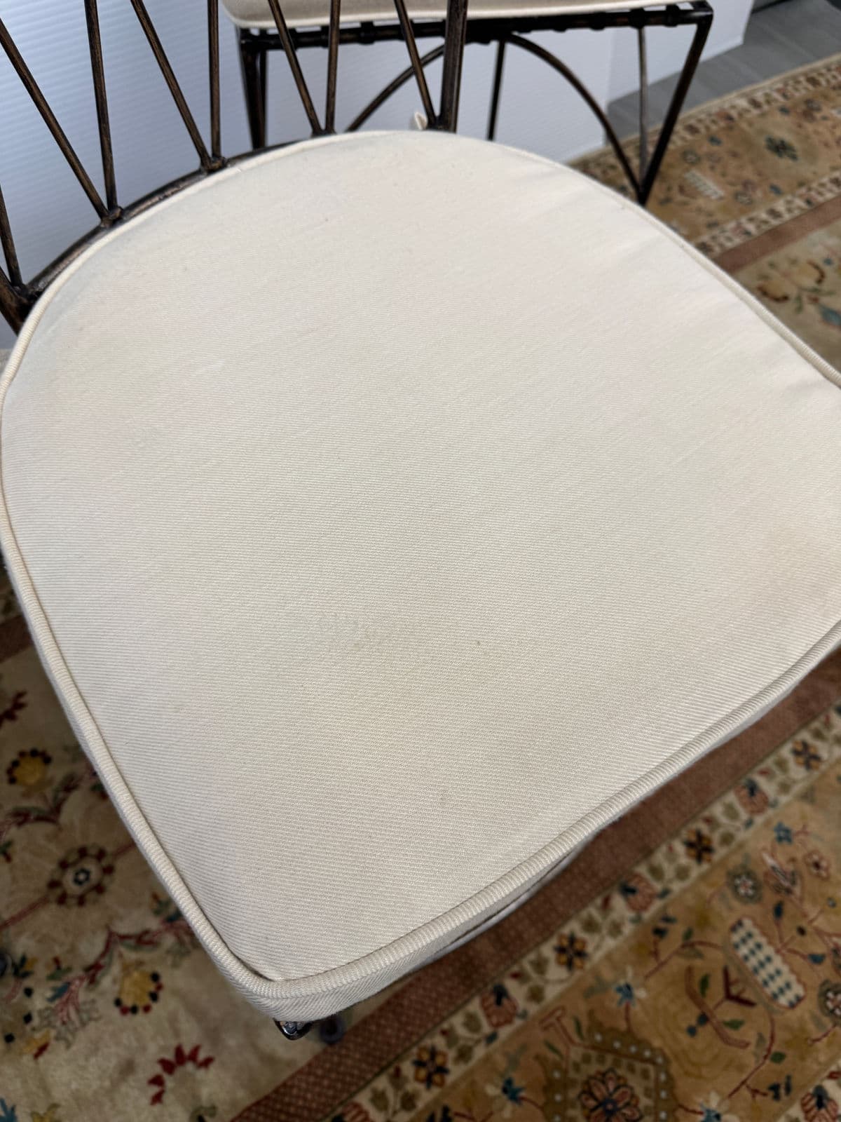 Wrought Iron Bar Stools With Cushions, Set of Three - Thumbnail 11