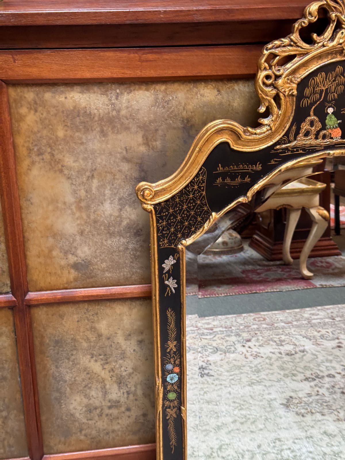 Friedman Brothers Canton Hand-Painted Chinoiserie Mirror - Thumbnail 4