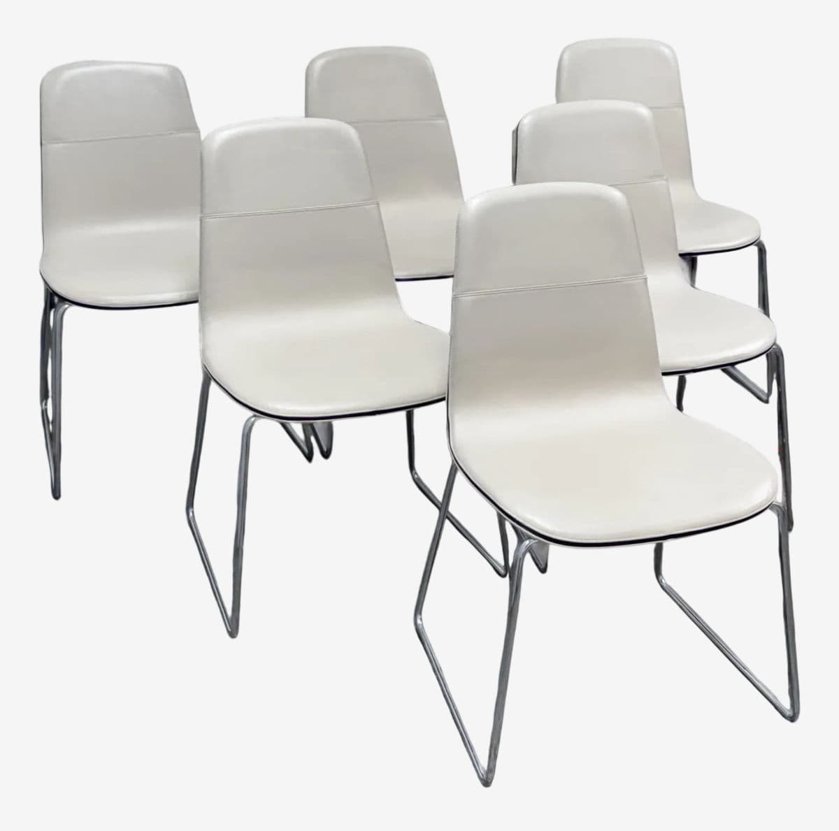 Rodolfo Dordoni for Matteograssi 2Leather Seat Dining Chairs, Set of Six - Image 1