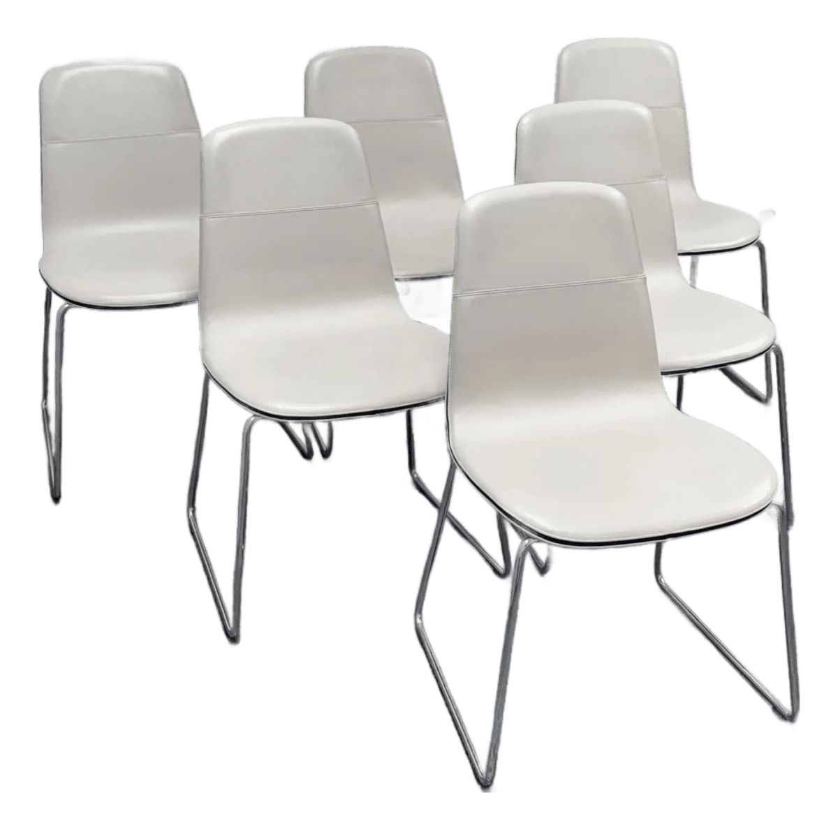 Rodolfo Dordoni for Matteograssi 2Leather Seat Dining Chairs, Set of Six - Thumbnail 2