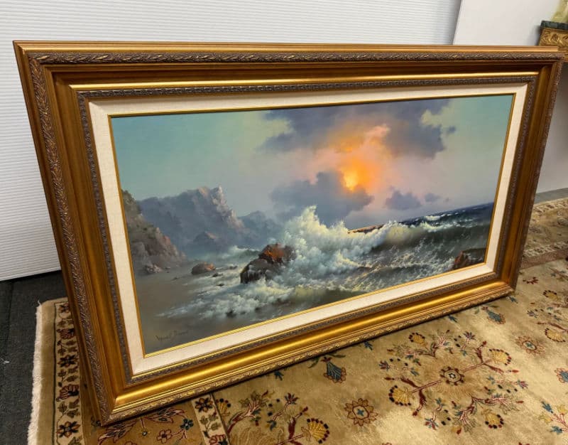 Wendell Brown's 'Surf's Up' Oil Painting, Framed - Thumbnail 4