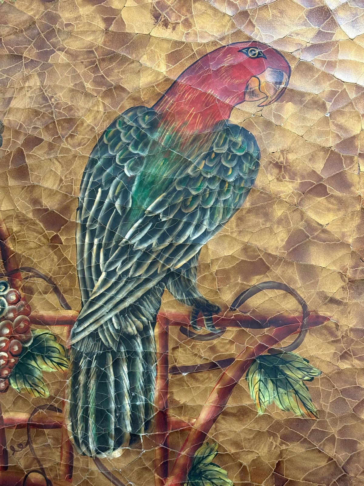 Chinoiserie Hand Painted Triple Panel Room Divider - Thumbnail 4