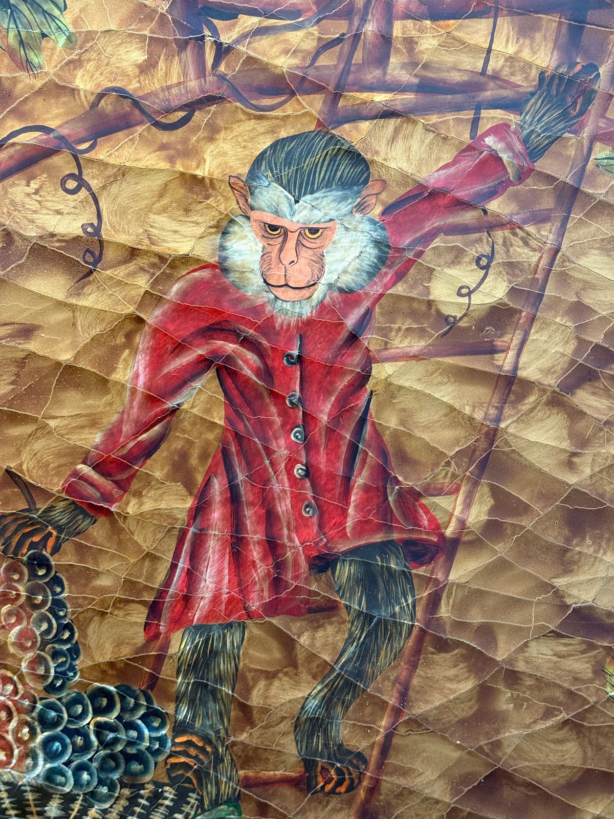 Chinoiserie Hand Painted Triple Panel Room Divider - Thumbnail 5