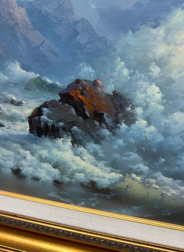 Wendell Brown's 'Surf's Up' Oil Painting, Framed - Thumbnail 7