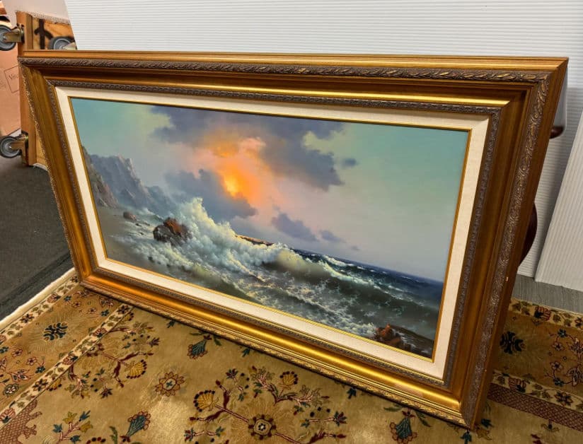 Wendell Brown's 'Surf's Up' Oil Painting, Framed - Thumbnail 3