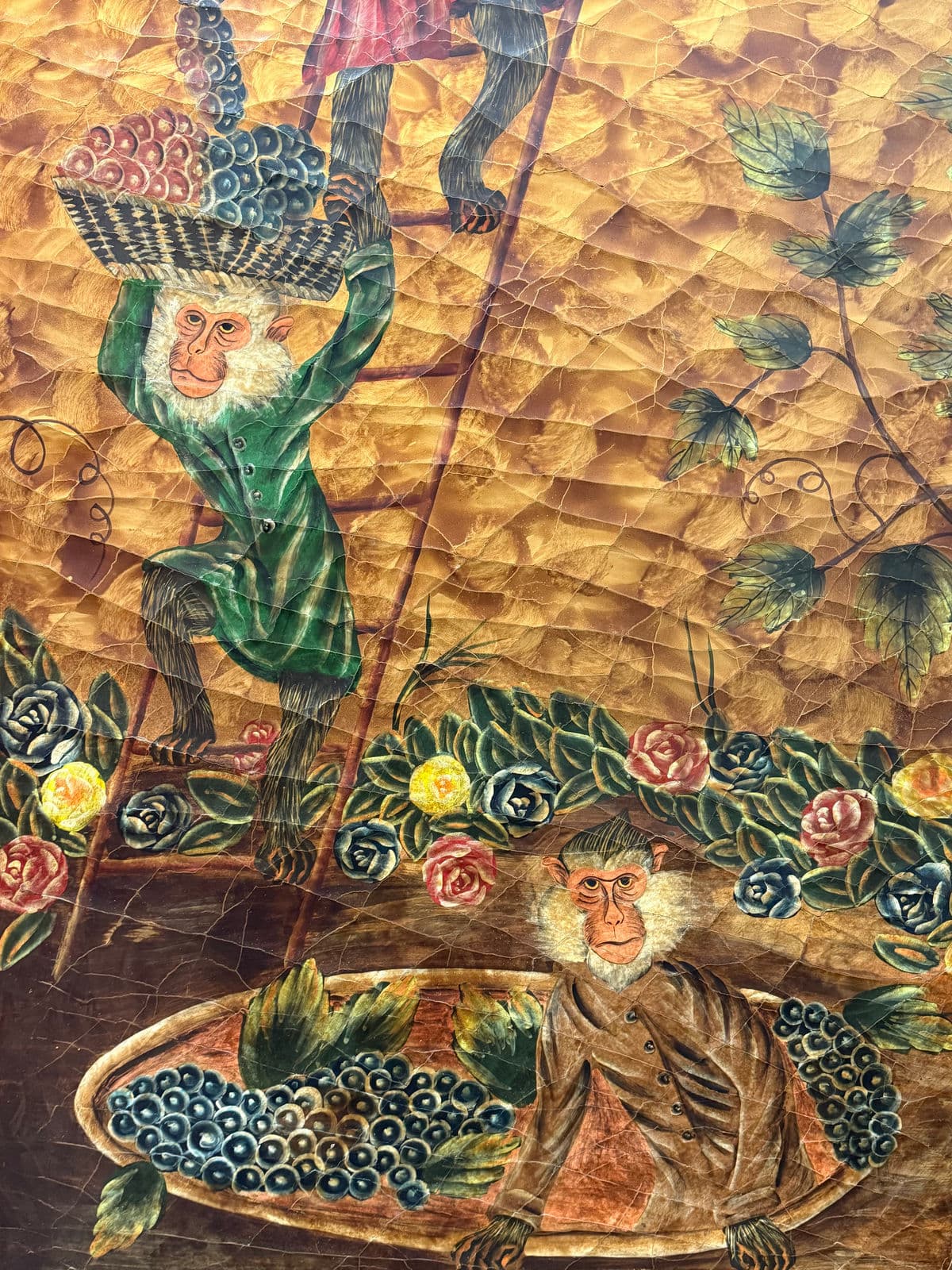 Chinoiserie Hand Painted Triple Panel Room Divider - Thumbnail 12