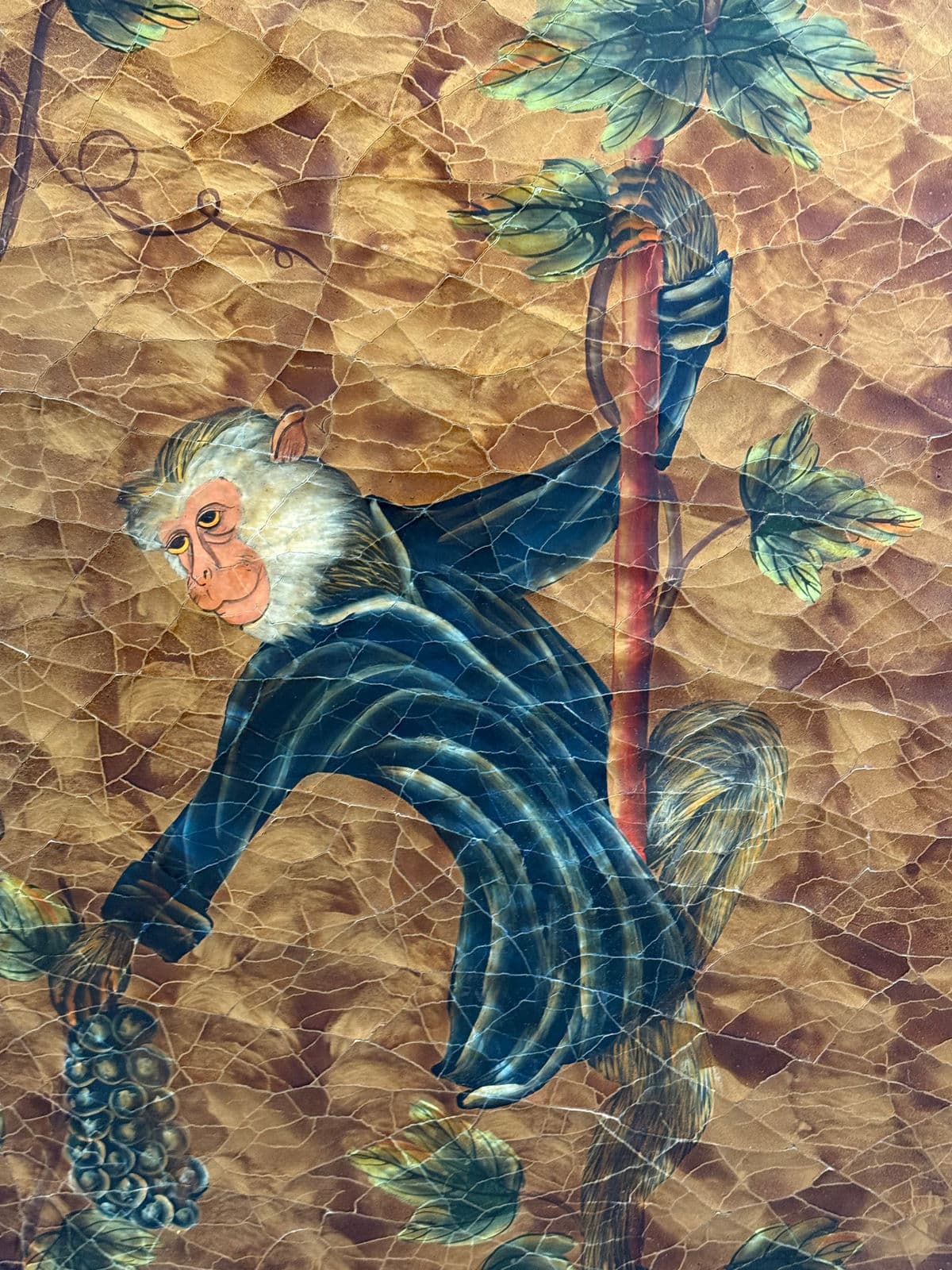 Chinoiserie Hand Painted Triple Panel Room Divider - Thumbnail 7