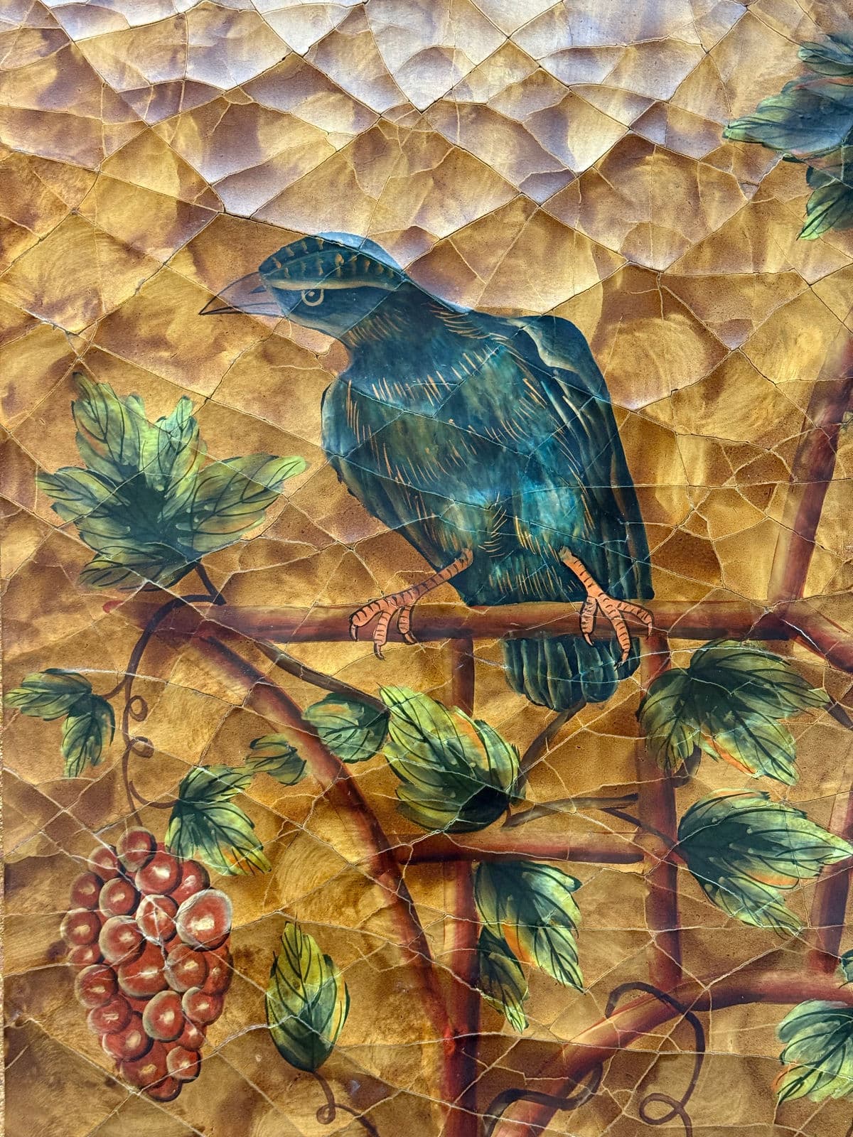 Chinoiserie Hand Painted Triple Panel Room Divider - Thumbnail 8