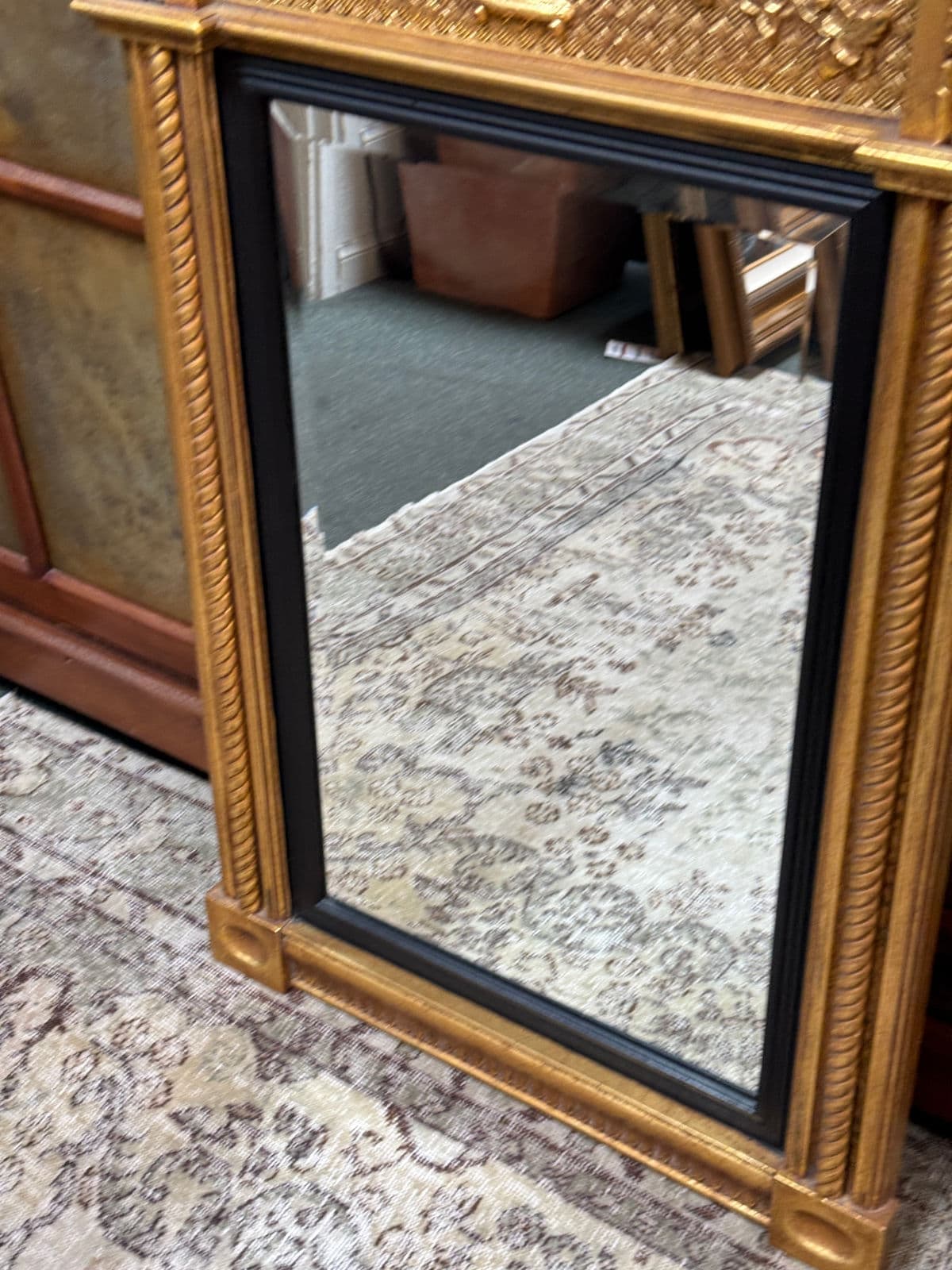 Federal Style Gilt Wood Trumeau Mirror, Vintage - Thumbnail 9