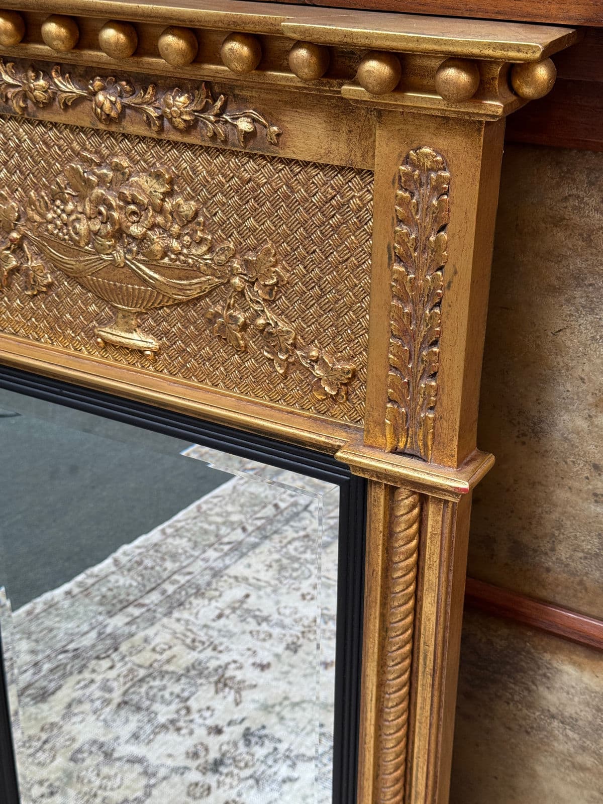 Federal Style Gilt Wood Trumeau Mirror, Vintage - Thumbnail 7