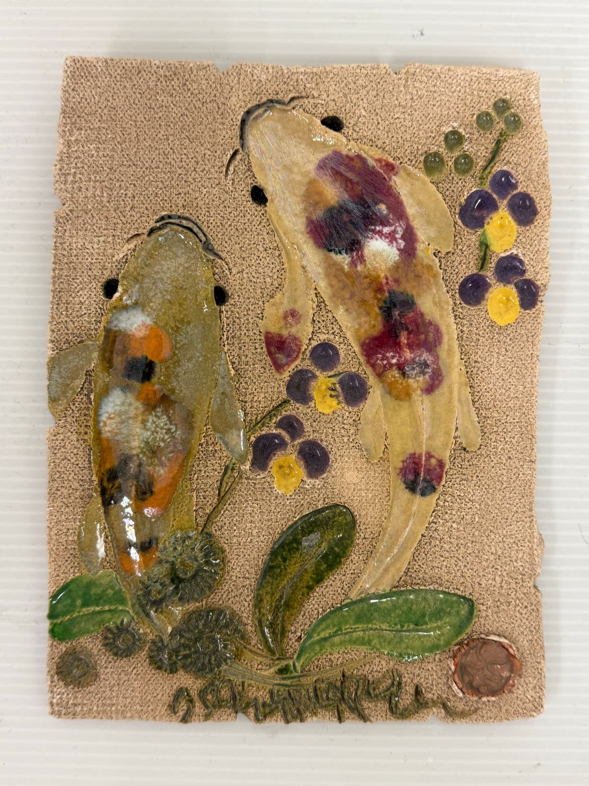 Mad Monk Art Koi Fish Ceramic Wall Tiles, Set of Three - Thumbnail 7