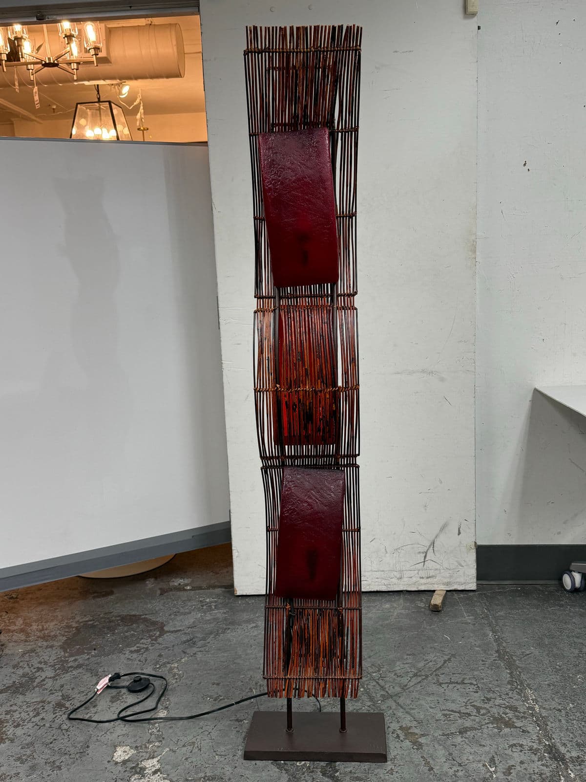 Sculptural Red Bamboo + Red Lights Floor Lamp - Thumbnail 3