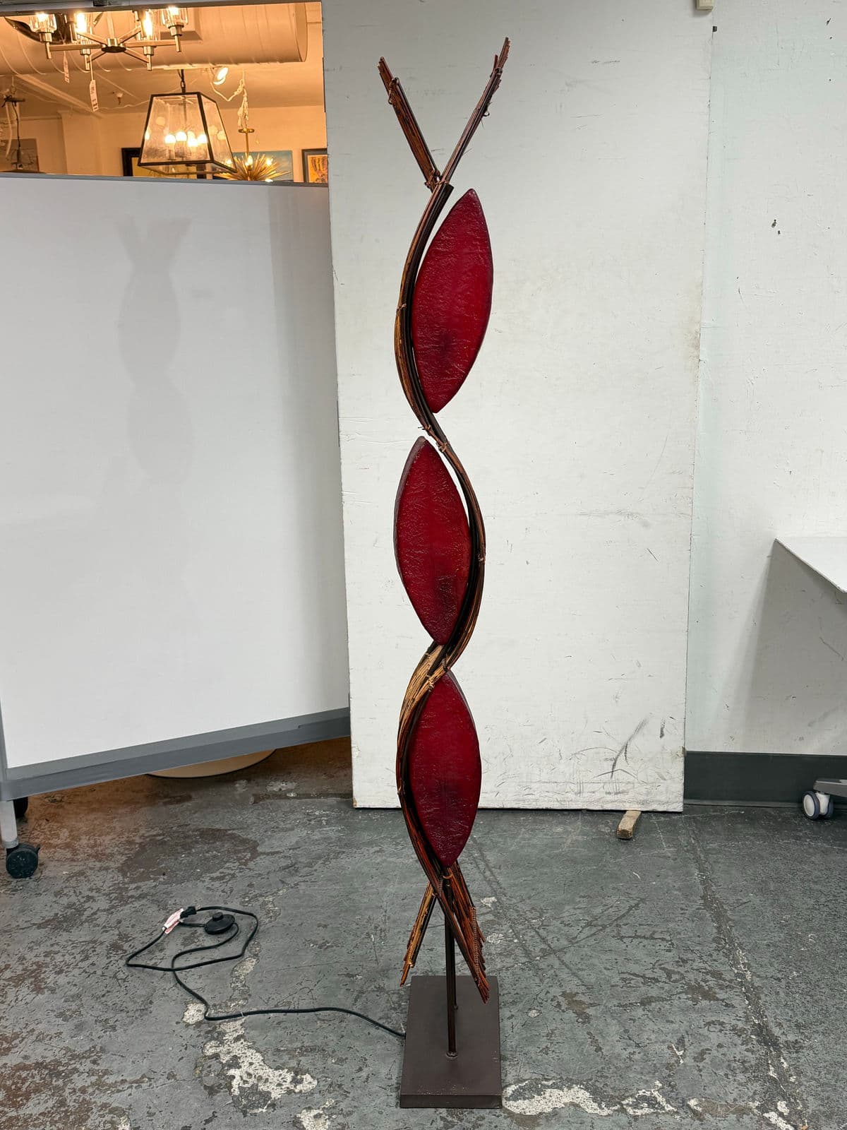 Sculptural Red Bamboo + Red Lights Floor Lamp - Thumbnail 4