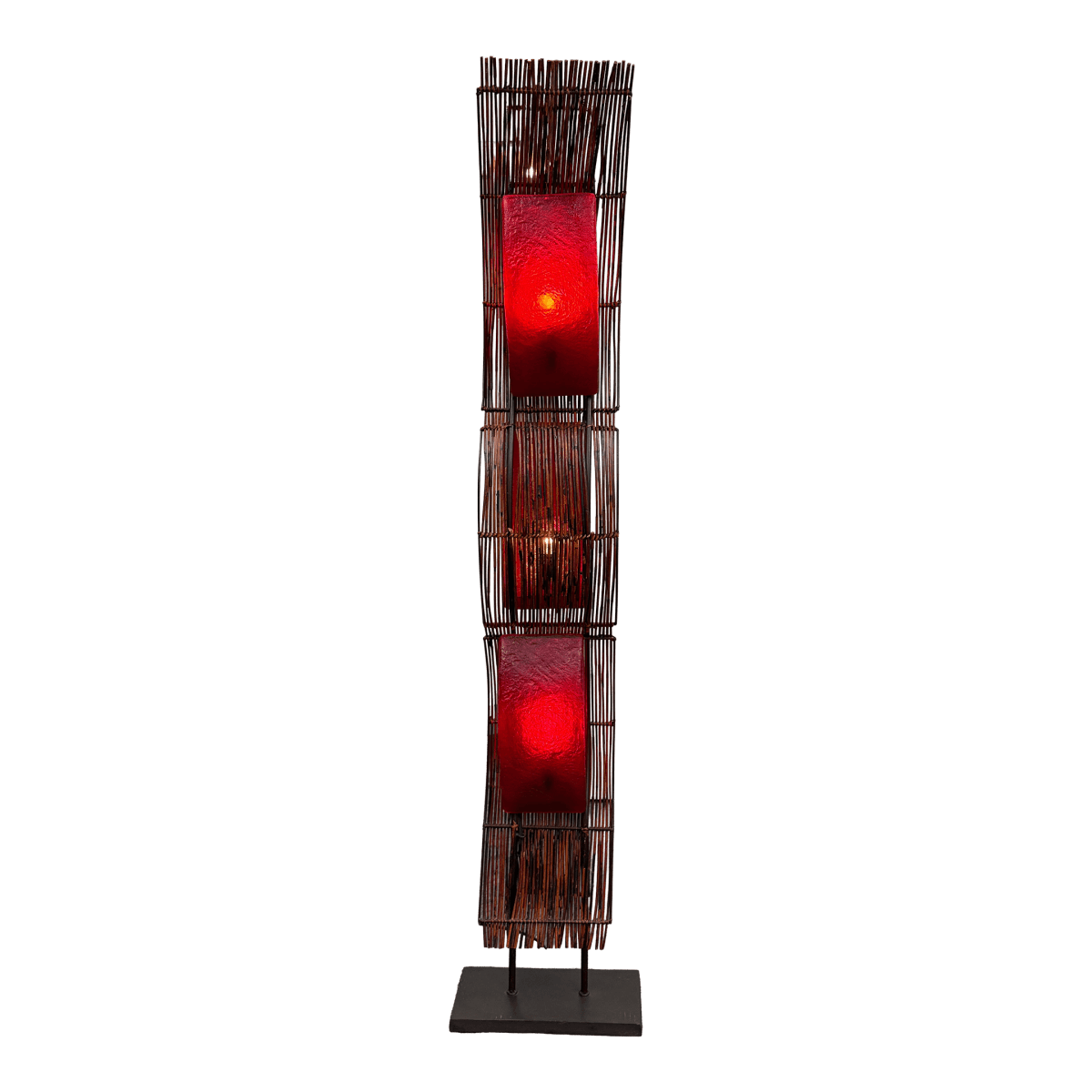 Sculptural Red Bamboo + Red Lights Floor Lamp - Thumbnail 2