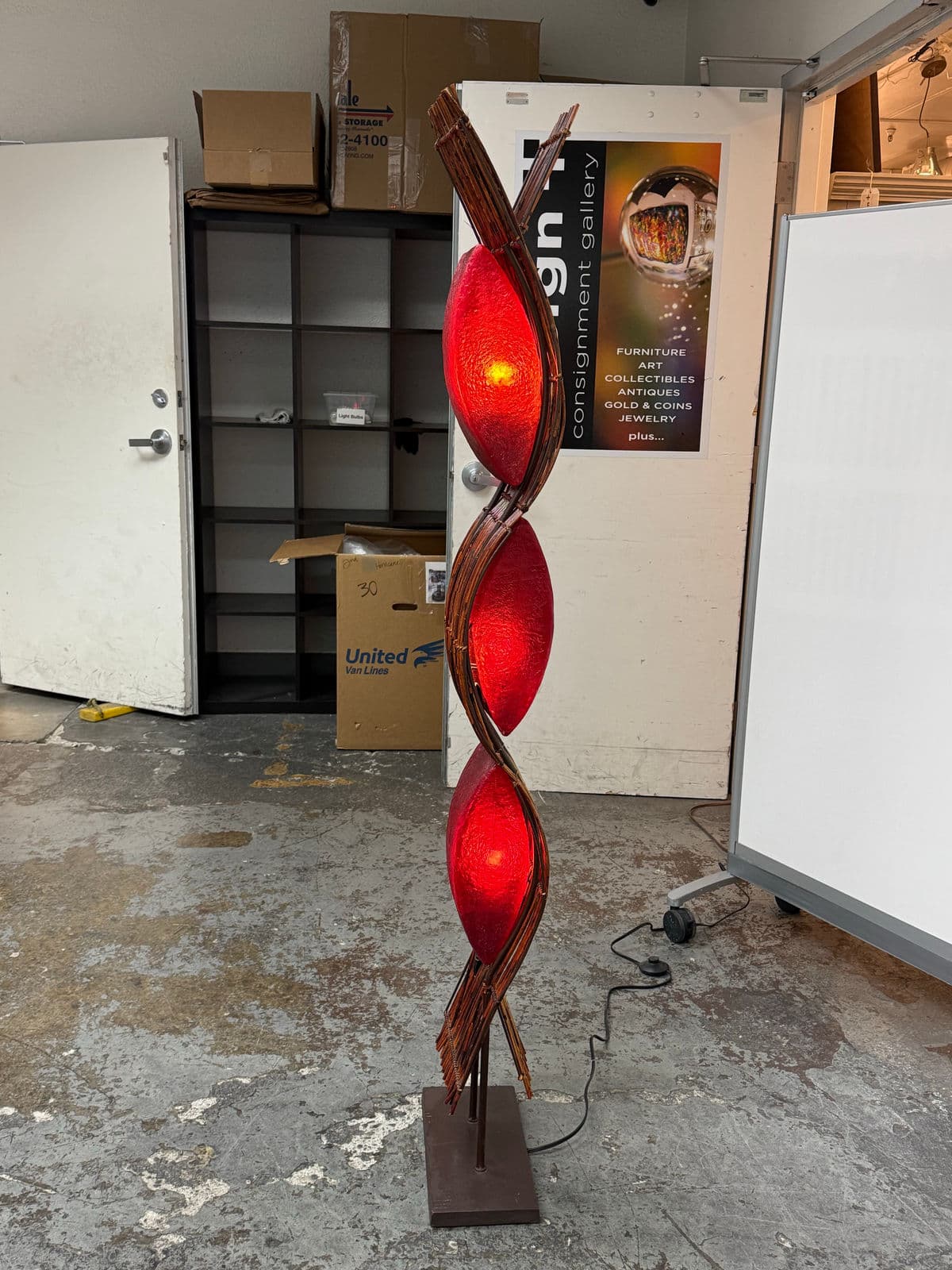 Sculptural Red Bamboo + Red Lights Floor Lamp - Thumbnail 5