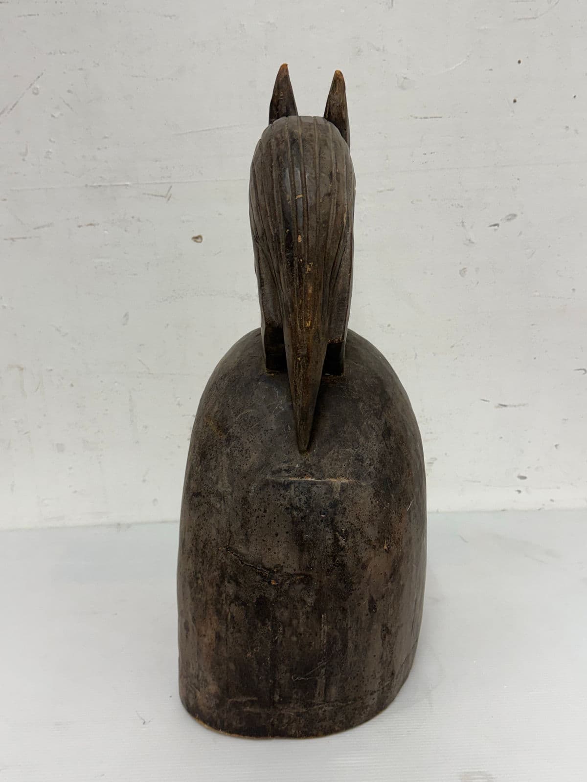 African Yoruba Carved Wood Helmet + Jackal Sculpture - Thumbnail 6