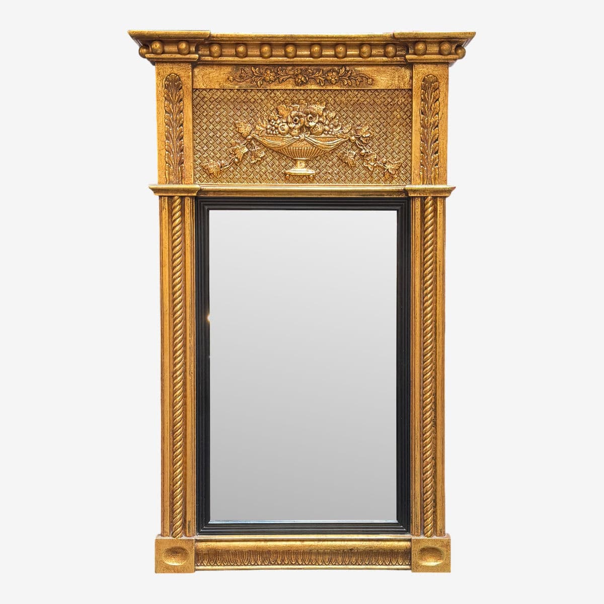 Federal Style Gilt Wood Trumeau Mirror, Vintage - Image 1