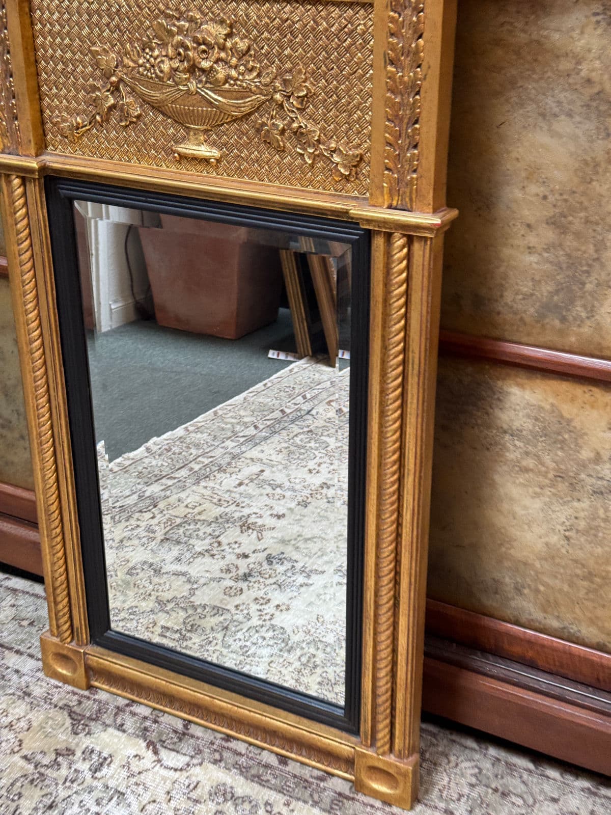 Federal Style Gilt Wood Trumeau Mirror, Vintage - Thumbnail 10