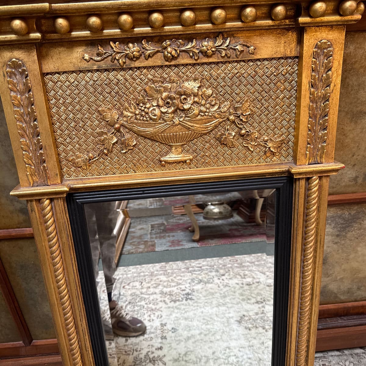 Federal Style Gilt Wood Trumeau Mirror, Vintage - Thumbnail 13