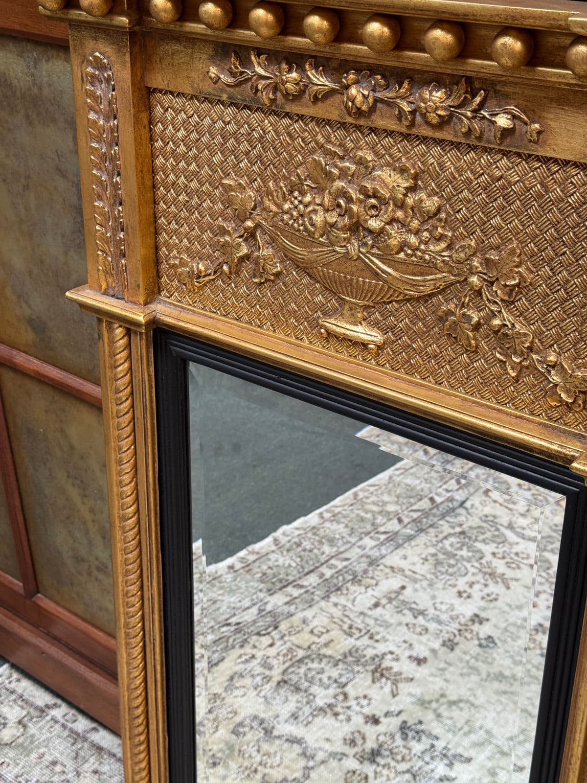 Federal Style Gilt Wood Trumeau Mirror, Vintage - Thumbnail 8