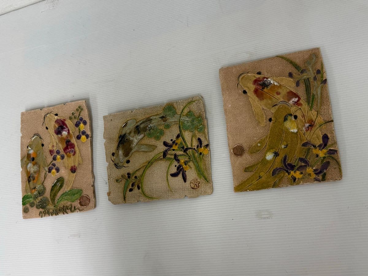 Mad Monk Art Koi Fish Ceramic Wall Tiles, Set of Three - Thumbnail 3