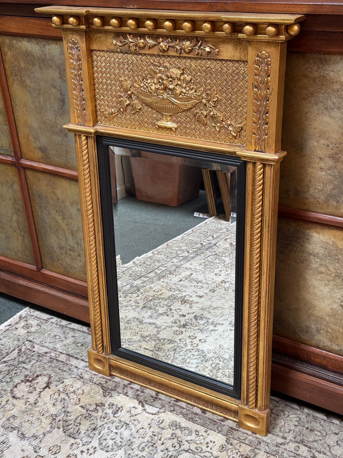 Federal Style Gilt Wood Trumeau Mirror, Vintage - Thumbnail 11