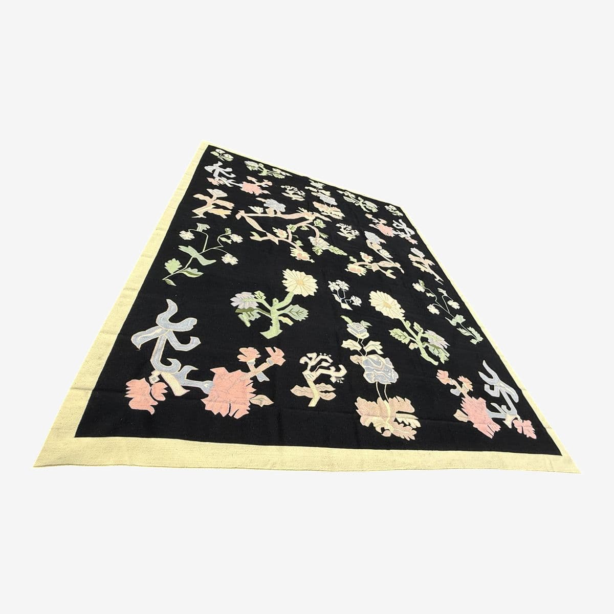 11ft 8in × 13ft 11in Strack Romania Botanical Kilim Area Rug, Circa 1990 - Image 1