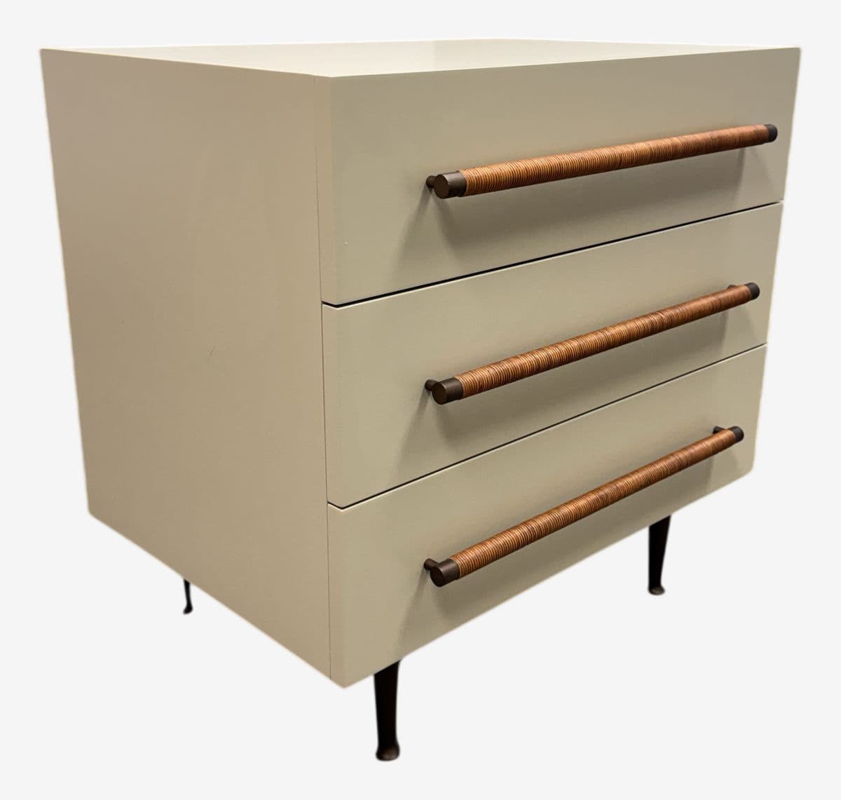 Brownstone Audrey Rattan Handle Taupe Nightstand - Image 1