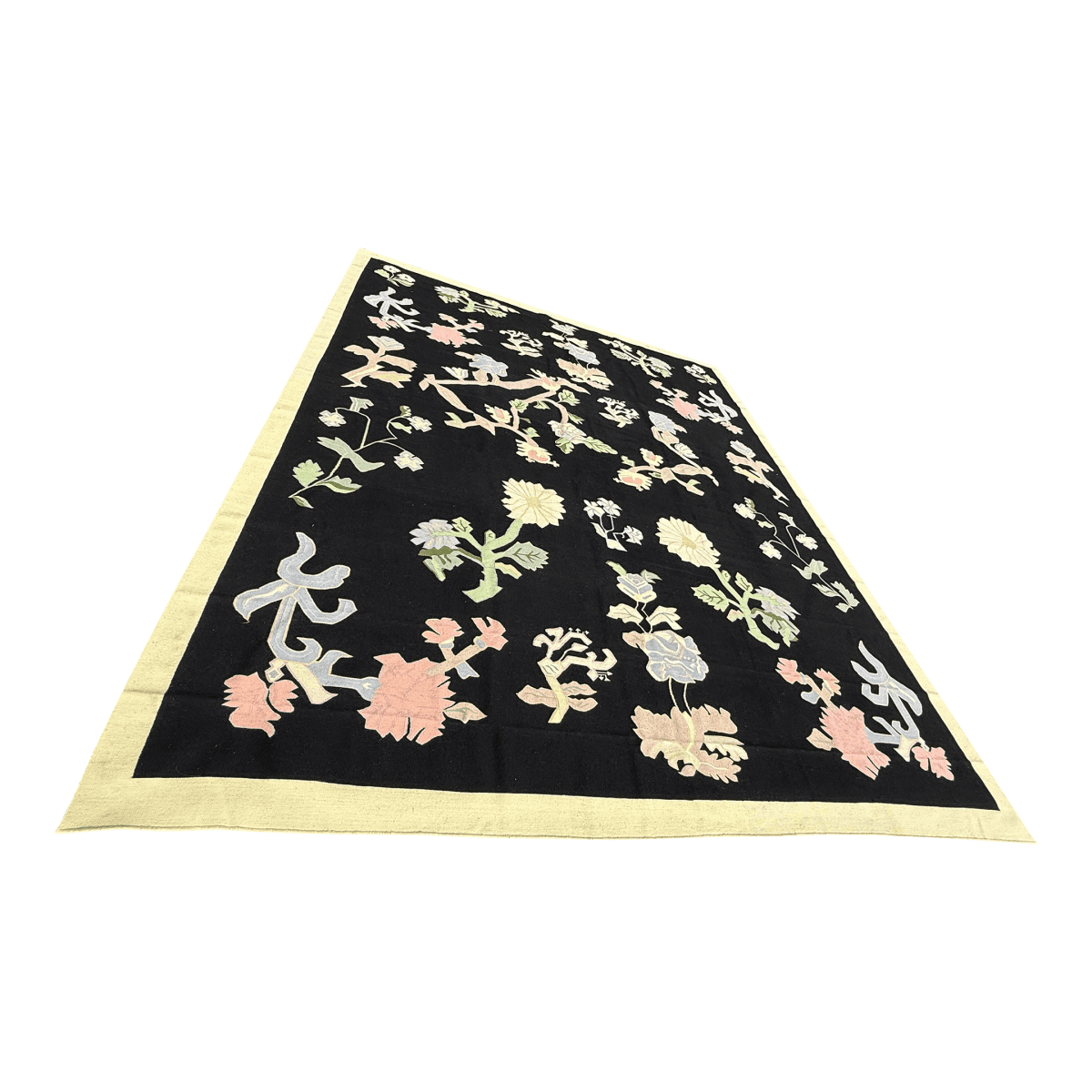 11ft 8in × 13ft 11in Strack Romania Botanical Kilim Area Rug, Circa 1990 - Thumbnail 2