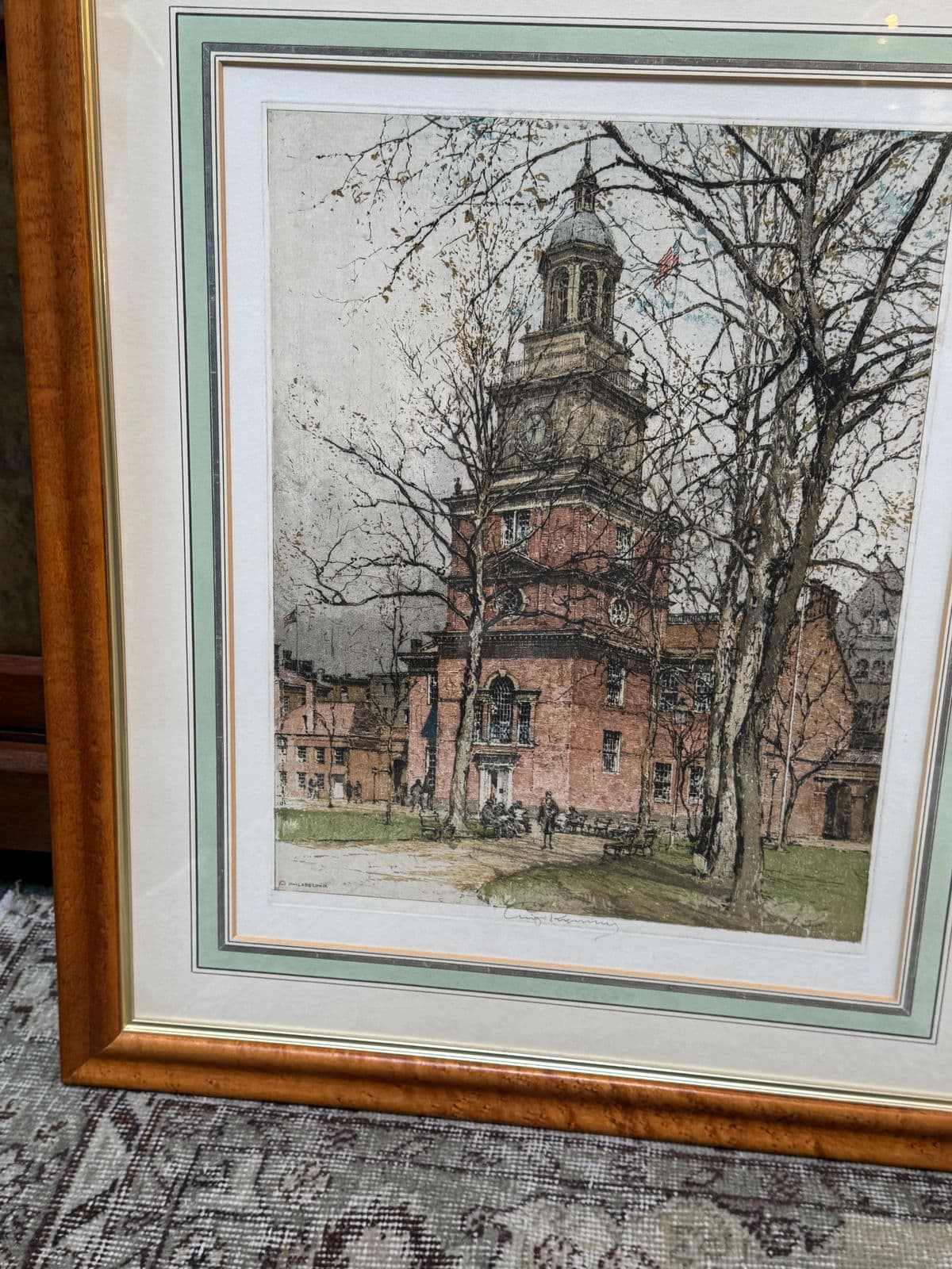 Luigi Kasimir Philadelphia Independence Hall Etching, Signed Circa 1920s - Thumbnail 9