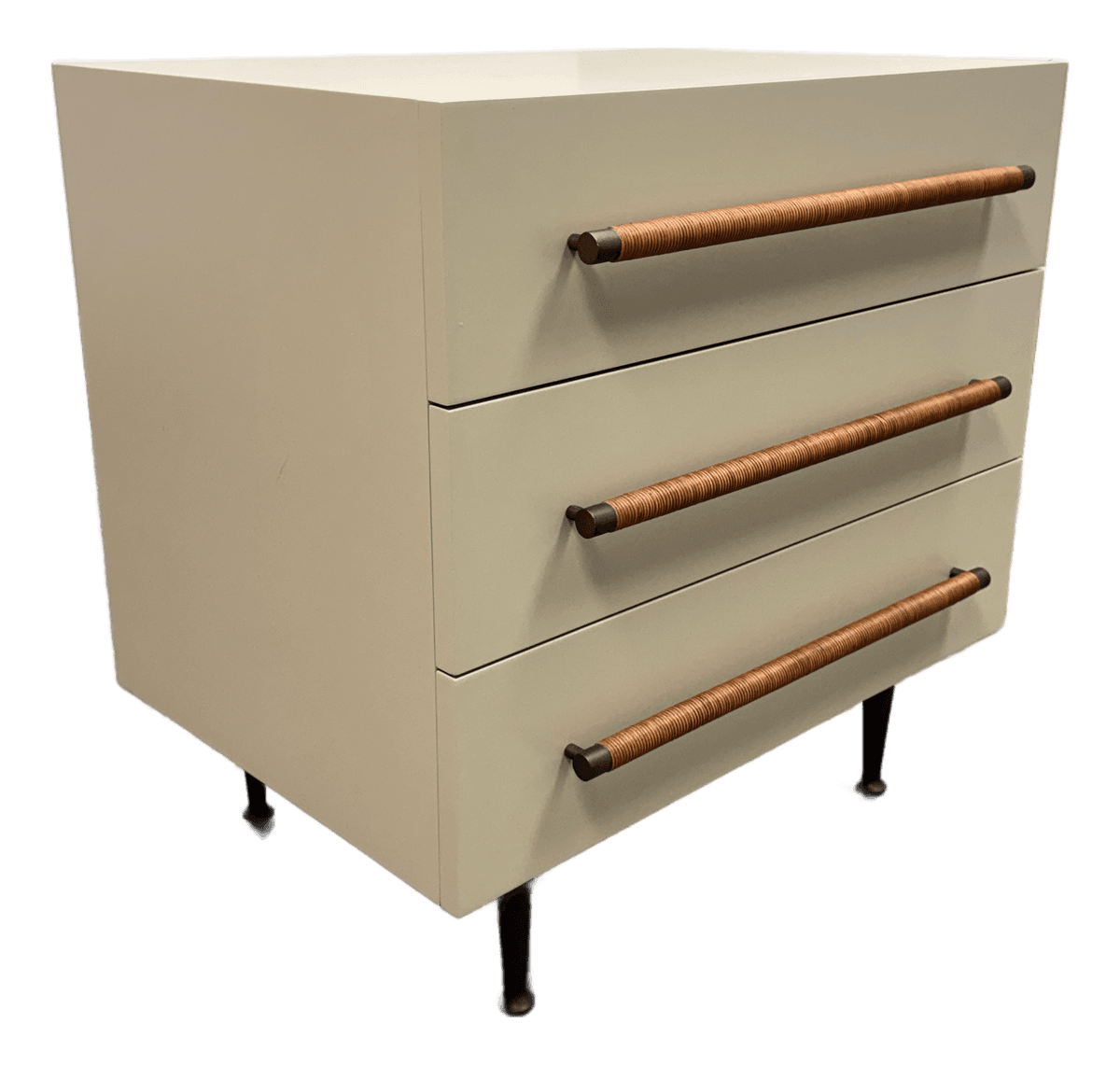 Brownstone Audrey Rattan Handle Taupe Nightstand - Thumbnail 2