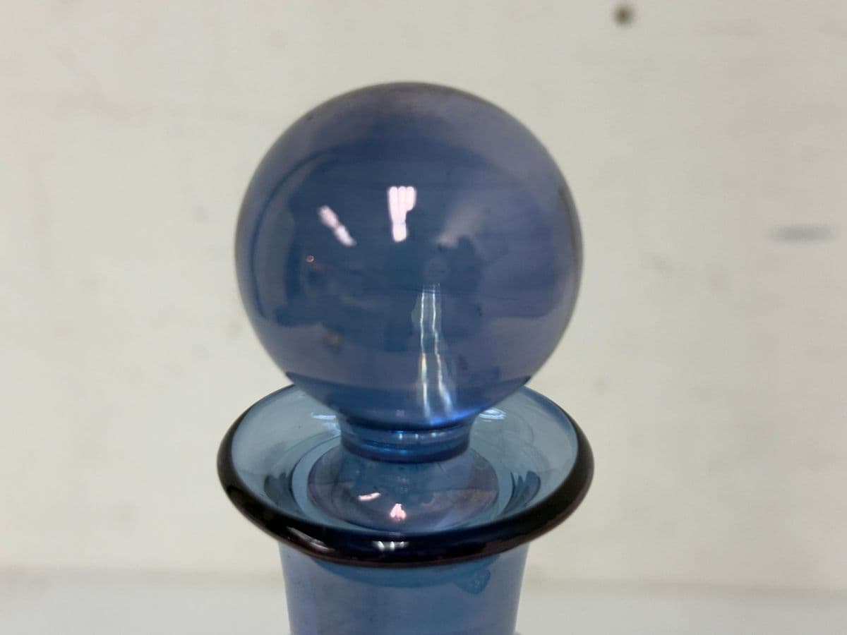 Crystal Blue Cut Decanter + Matching Tumblr, Pair - Thumbnail 10