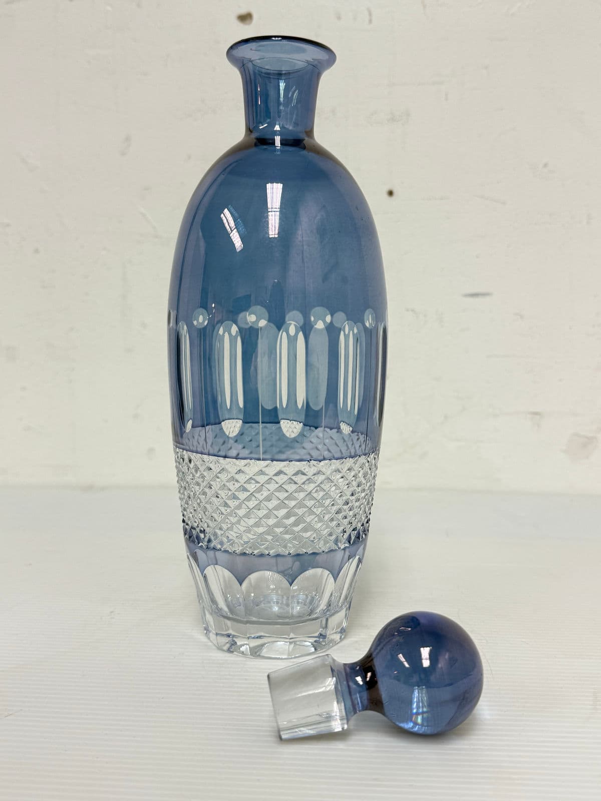 Crystal Blue Cut Decanter + Matching Tumblr, Pair - Thumbnail 6