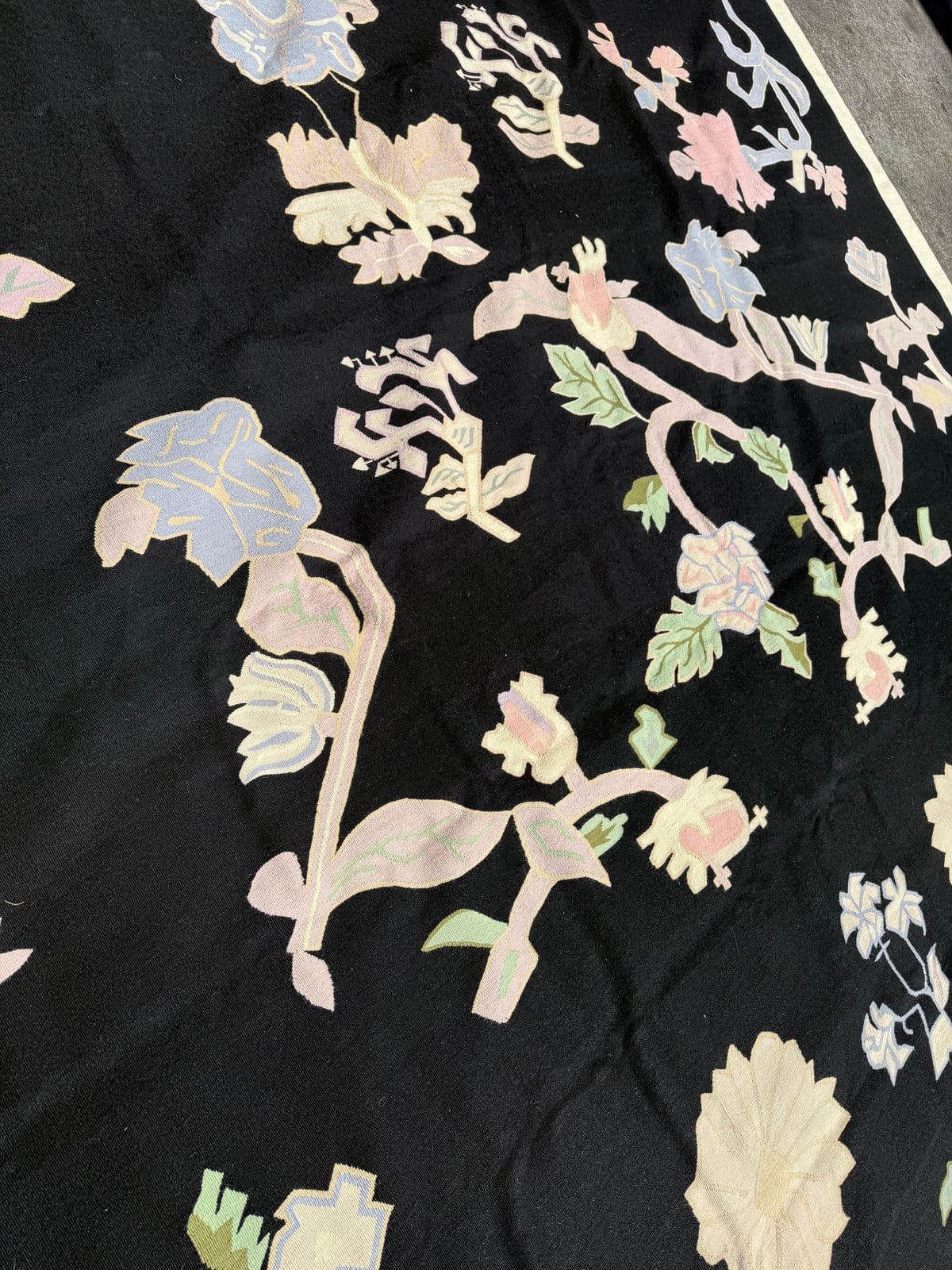 11ft 8in × 13ft 11in Strack Romania Botanical Kilim Area Rug, Circa 1990 - Thumbnail 7