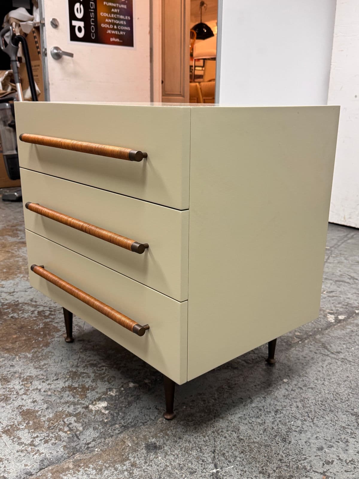 Brownstone Audrey Rattan Handle Taupe Nightstand - Thumbnail 3